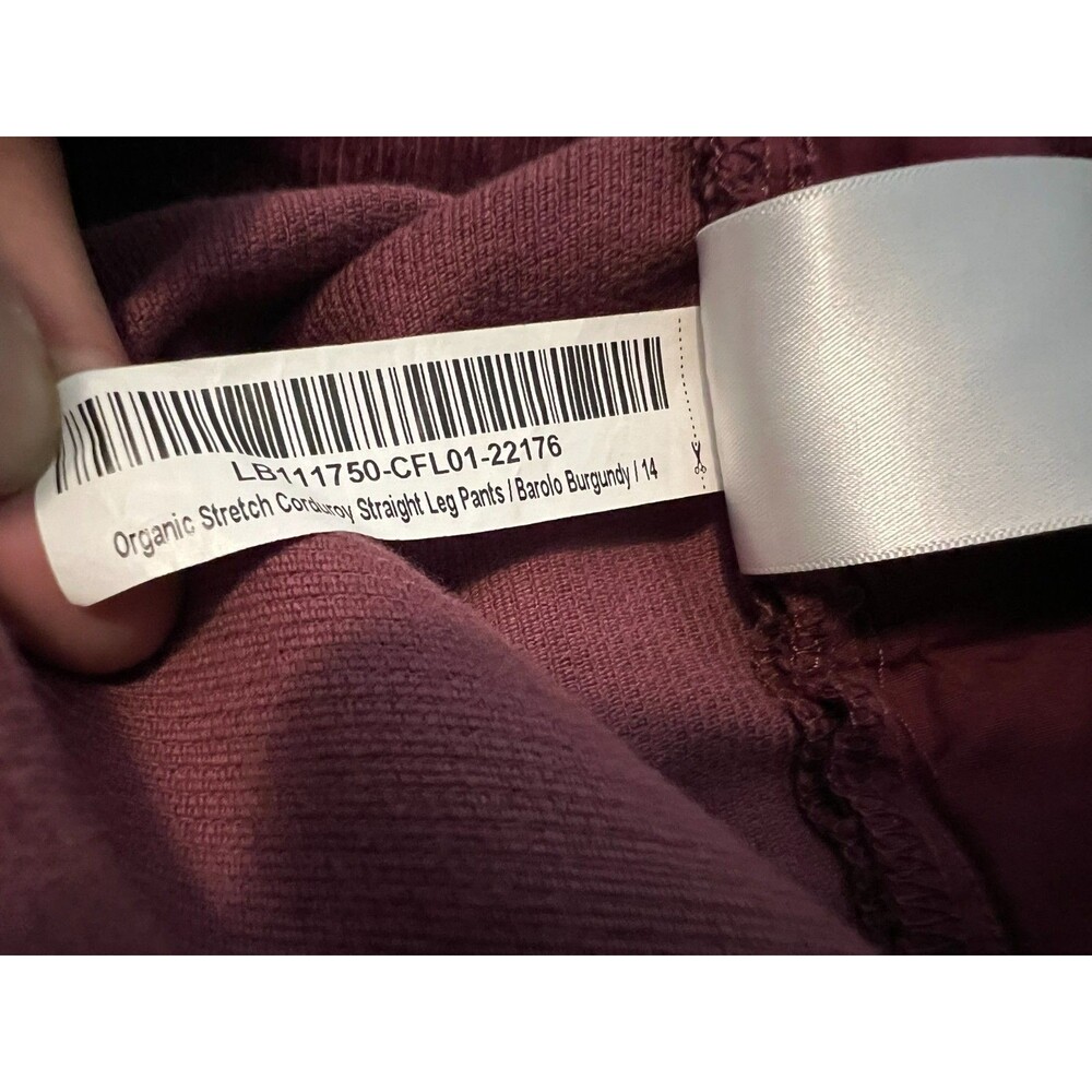 Quince Women's Burgundy Organic Stretch Corduroy Straight Leg Pants Jeans  14 - Picture 11 of 12